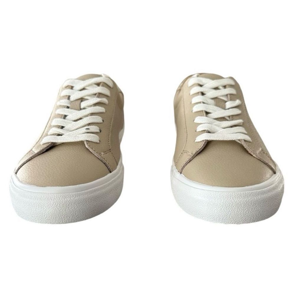 Lucky Brand Divahna Stucco Cream Leather Sneakers Cow Hair Detail Size 8.5 - Picture 5 of 8
